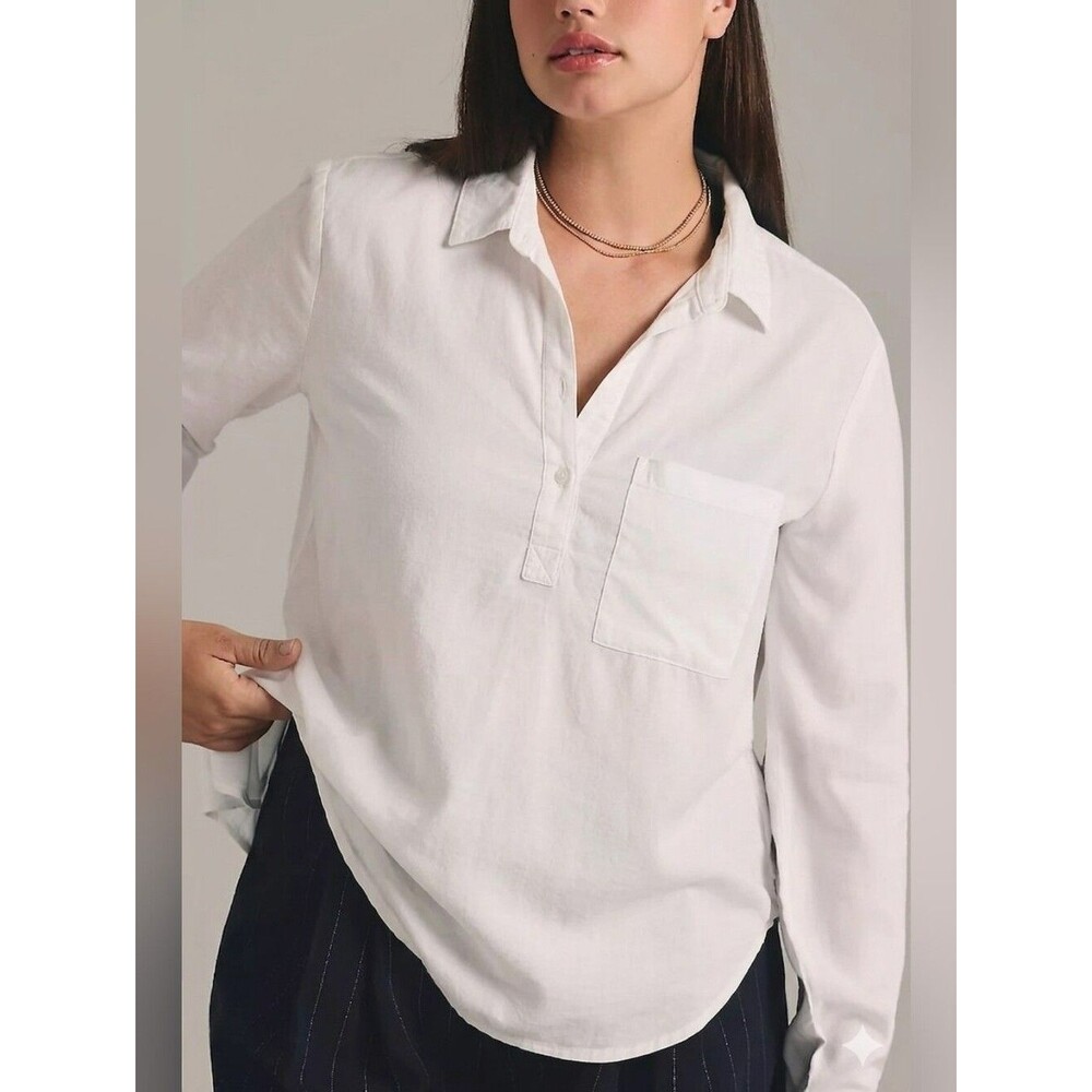 Anthropologie Cloth And Stone White Shirt With Front Pocket